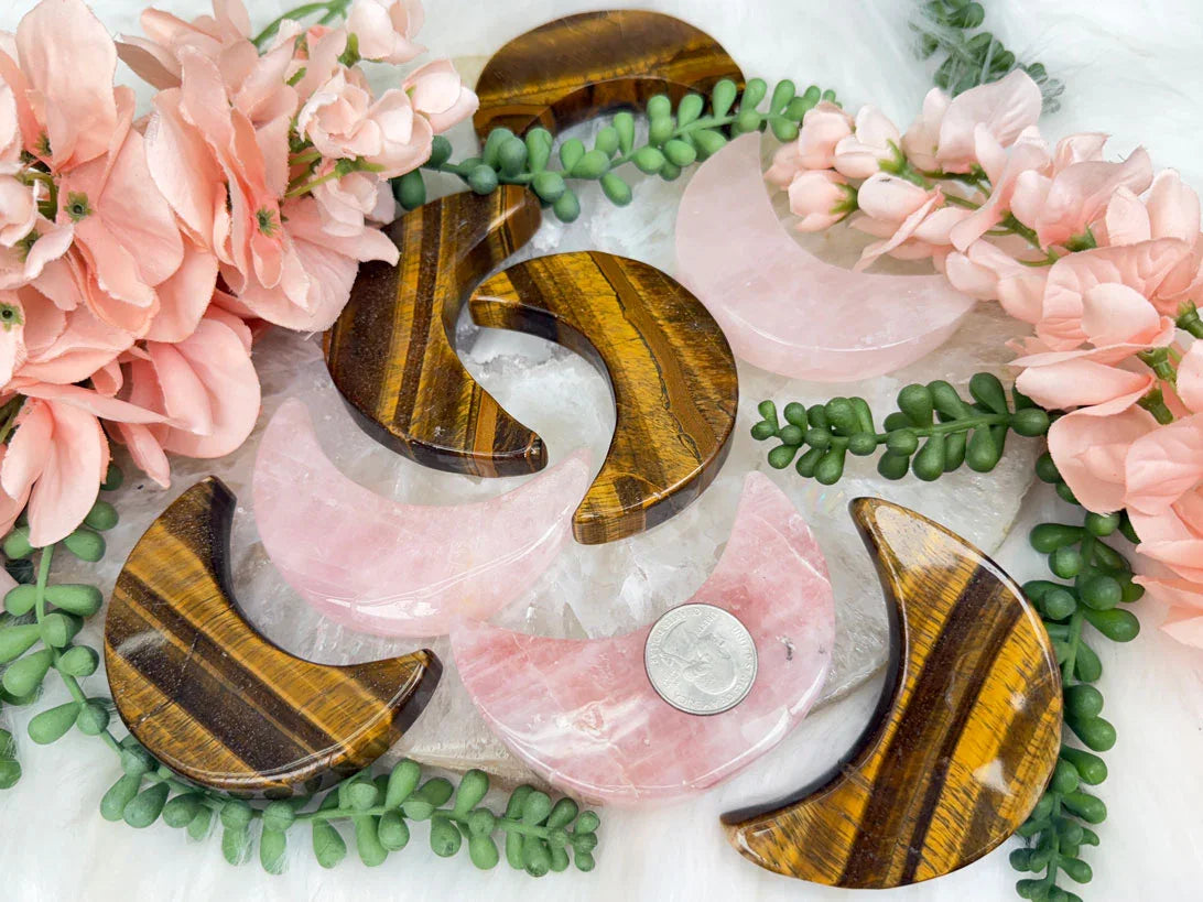 Rose Quartz or Tiger Eye Moon Crystals