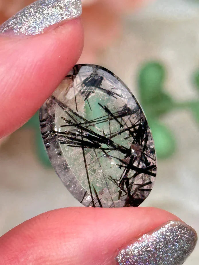 Garden & Black Tourmaline Quartz Cabochons