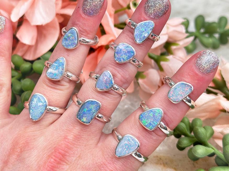 SIZE Sterling Silver Australian Opal Rings