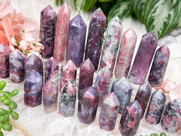 Small Unicorn Stone Points Purple Lepidolite Pink Tourmaline