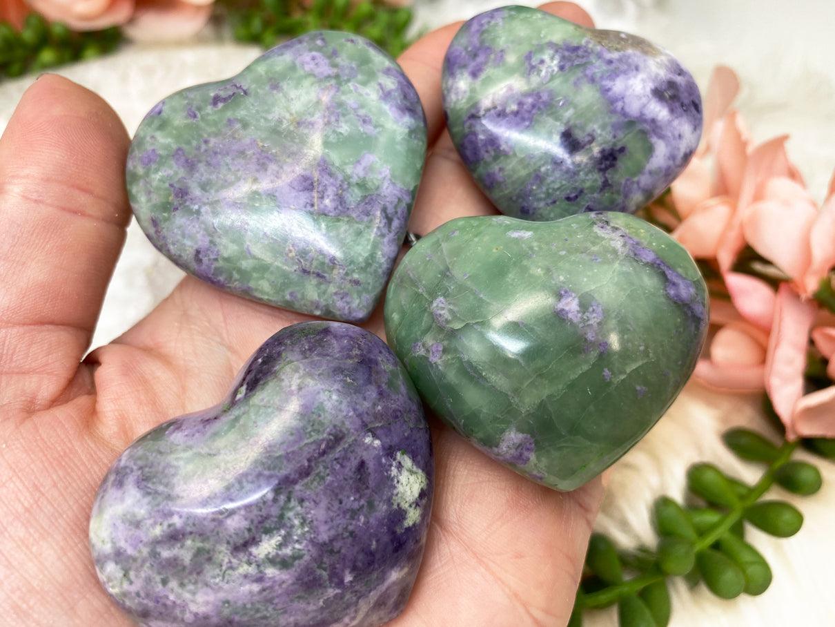Bolivianite Hearts for Sale - Purple & Green – Contempo Crystals