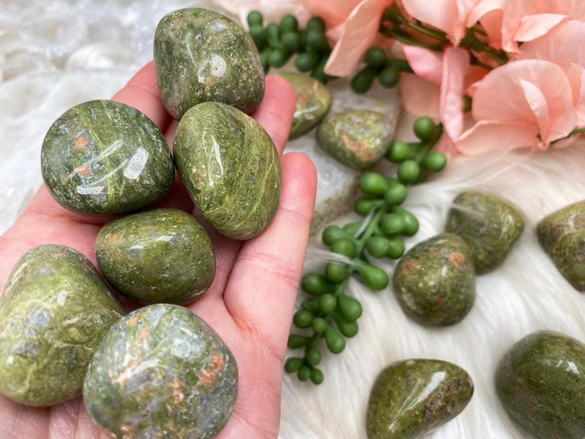Golden Needle Products - Green Jasper, Tumbled, High Grade. Large