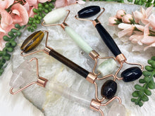 Load image into Gallery: Contempo Crystals - Gemstone-Facial-Rollers-Tiger-Eye-Clear-Quartz-Black-Obsidian-Green-Jade-Crystals for sale - Image 3