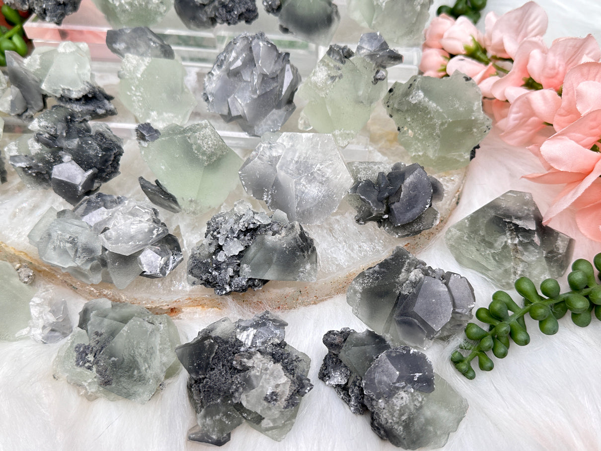 Green Fluorite Gray Bladed Calcite