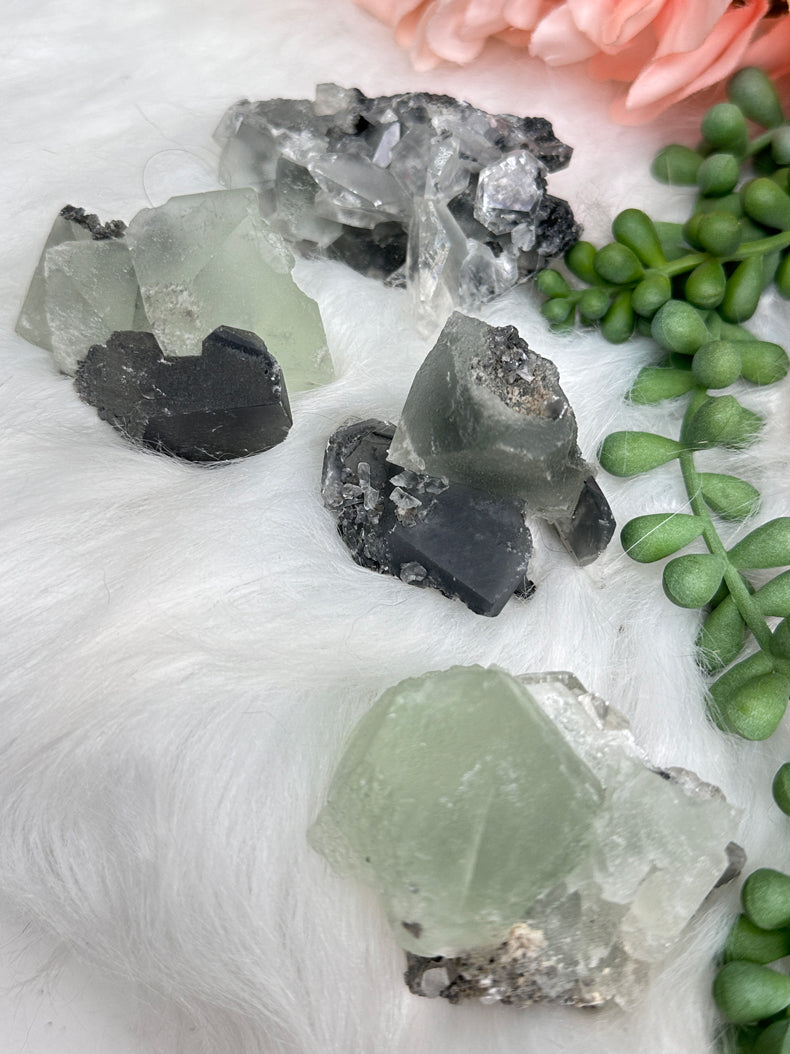 Green Fluorite Gray Bladed Calcite