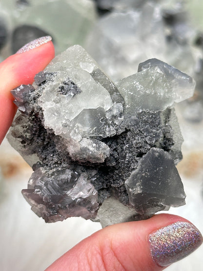 Green Fluorite Gray Bladed Calcite