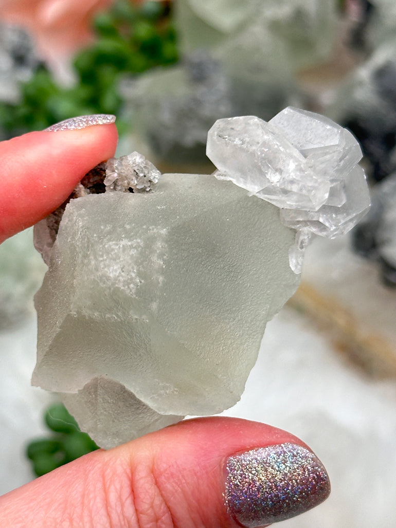 Green Fluorite Gray Bladed Calcite