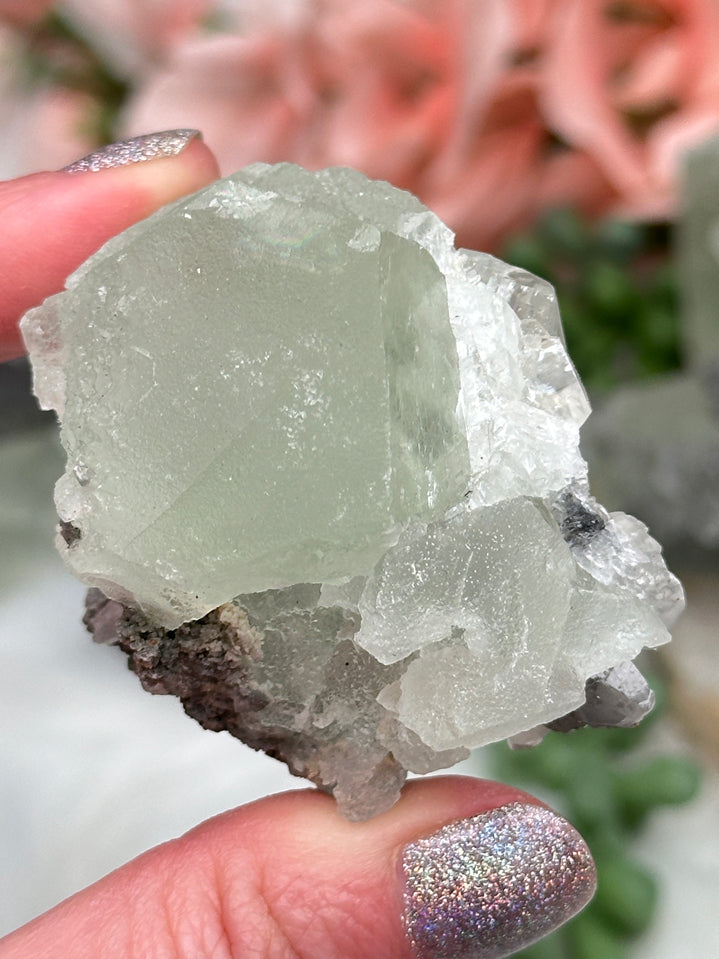 Green Fluorite Gray Bladed Calcite