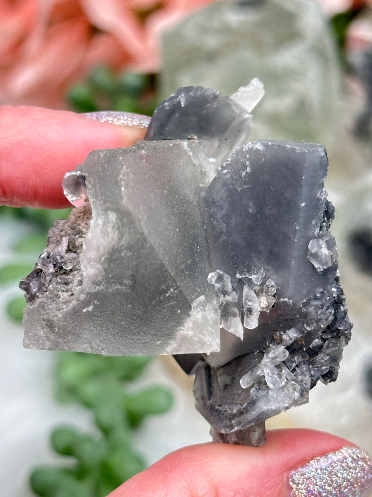 Green Fluorite Gray Bladed Calcite