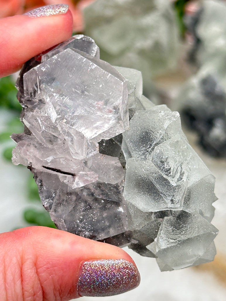 Green Fluorite Gray Bladed Calcite