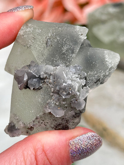 Green Fluorite Gray Bladed Calcite