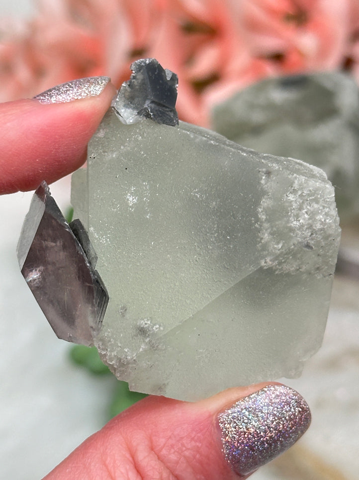 Green Fluorite Gray Bladed Calcite