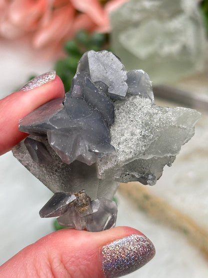 Green Fluorite Gray Bladed Calcite