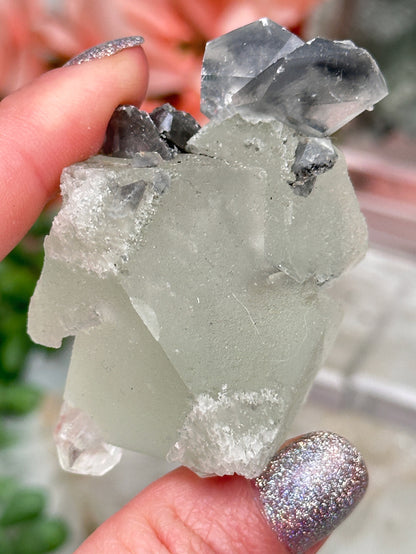 Green Fluorite Gray Bladed Calcite