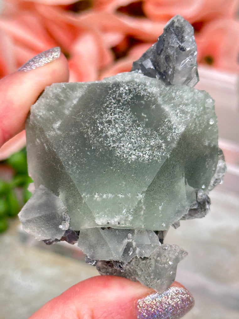 Green Fluorite Gray Bladed Calcite