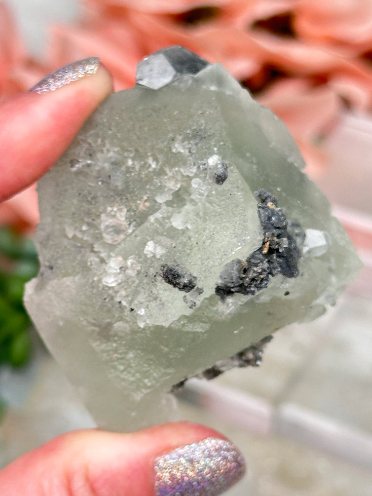 Green Fluorite Gray Bladed Calcite