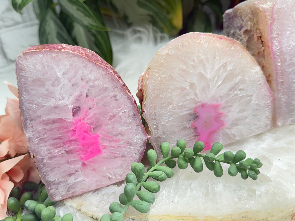 Pink Agate Candle Holders