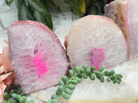 Pink Agate Candle Holders