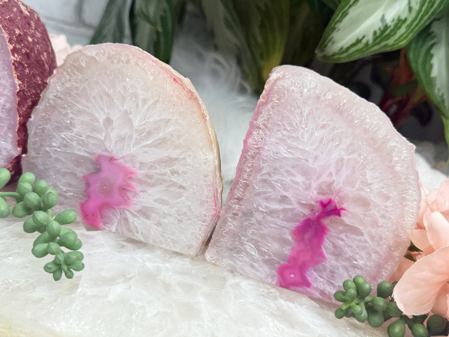 Pink Agate Candle Holders