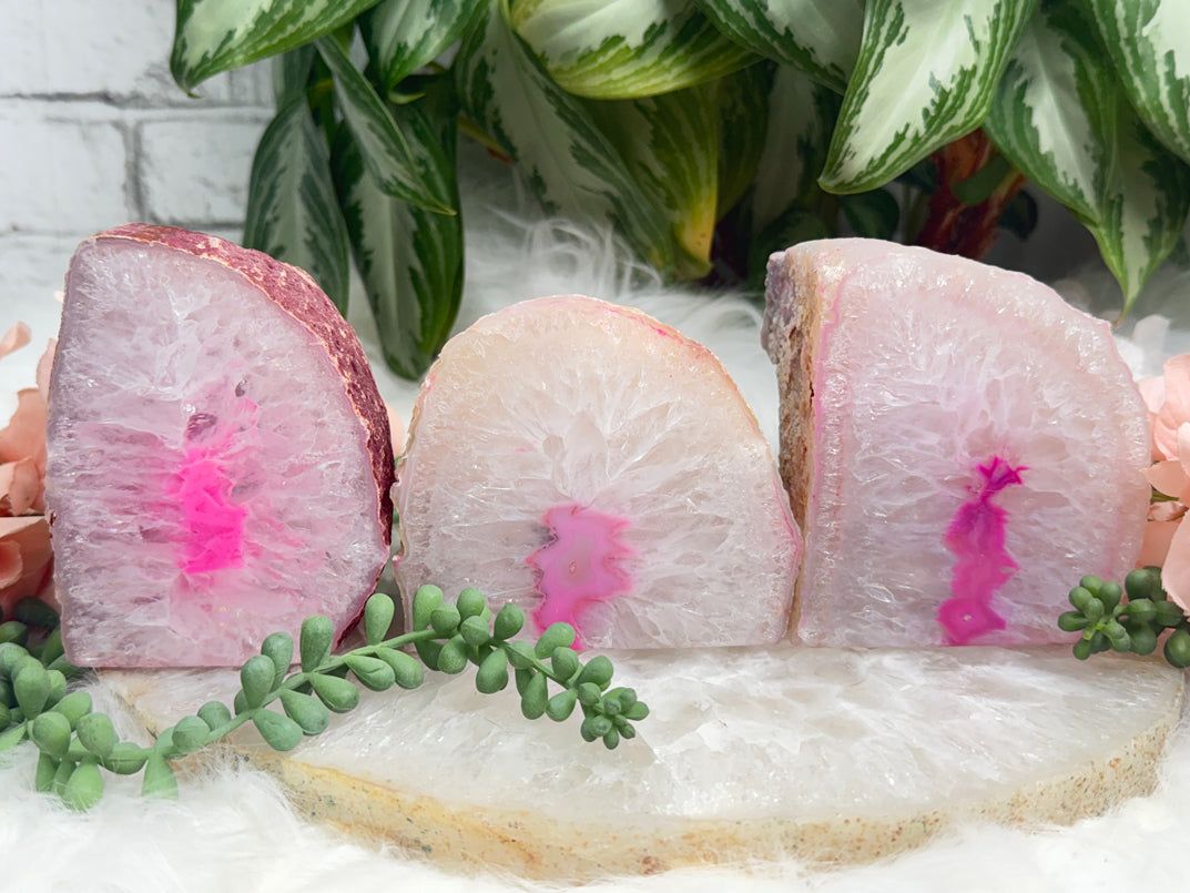 Pink Agate Candle Holders