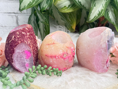 Pink Agate Candle Holders