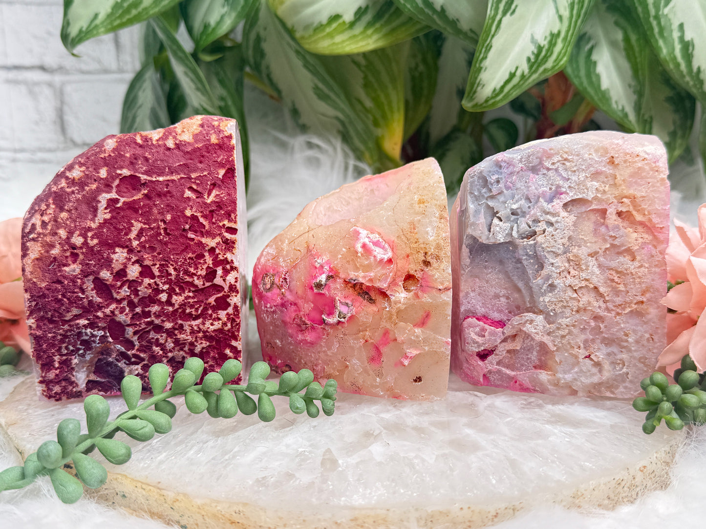 Pink Agate Candle Holders
