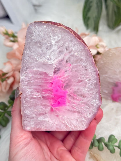 Pink Agate Candle Holders