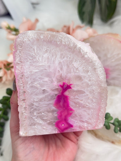 Pink Agate Candle Holders