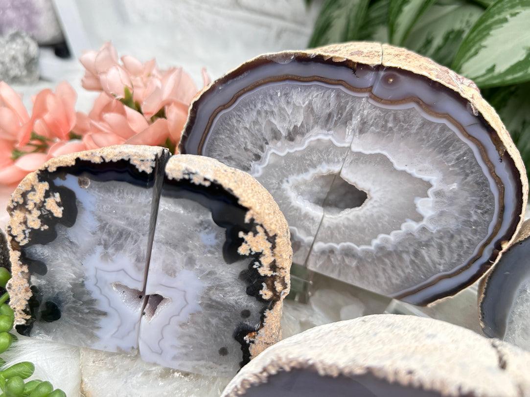 Agate Geode Bookend Sets - All With Druzy Pockets