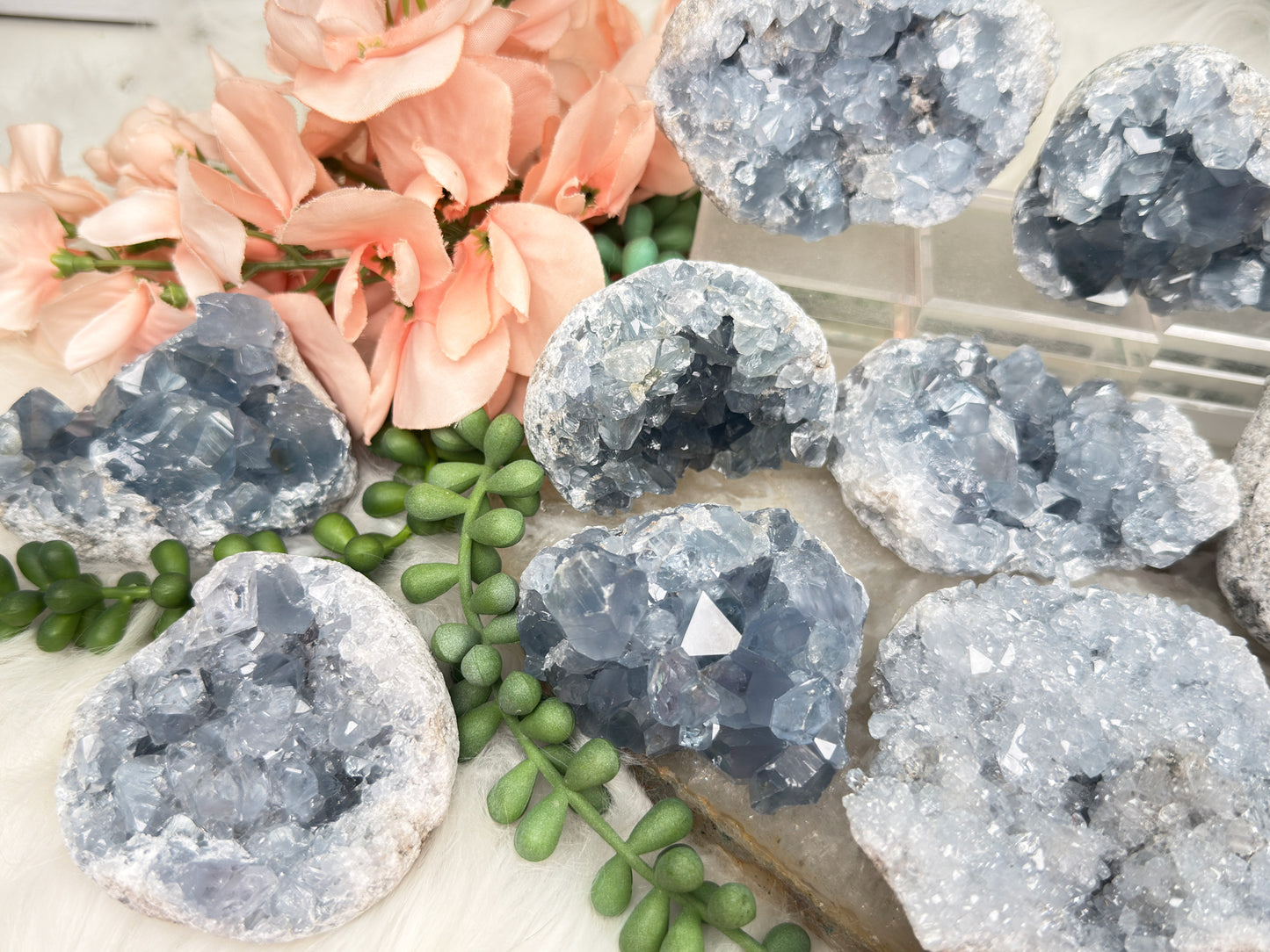 Blue Celestite Clusters