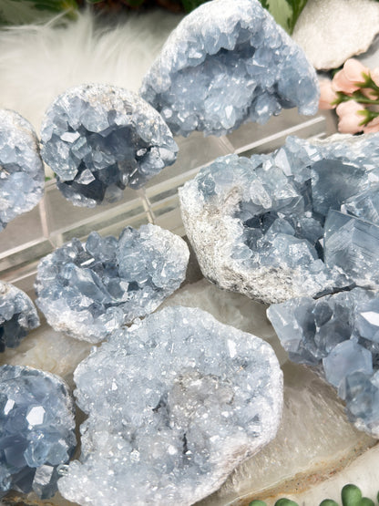 Blue Celestite Clusters