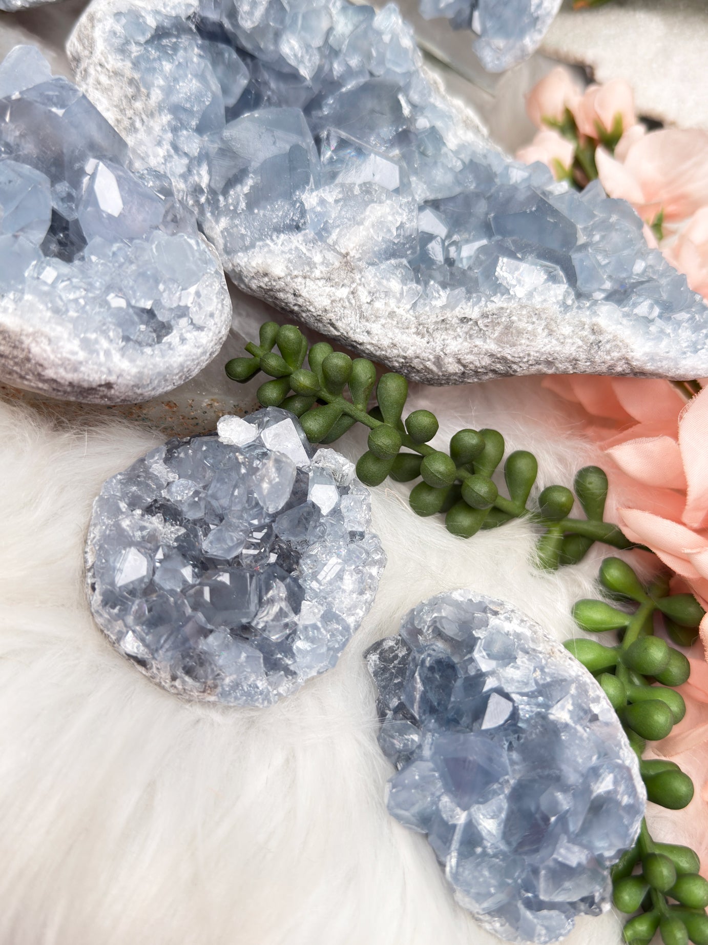Blue Celestite Clusters