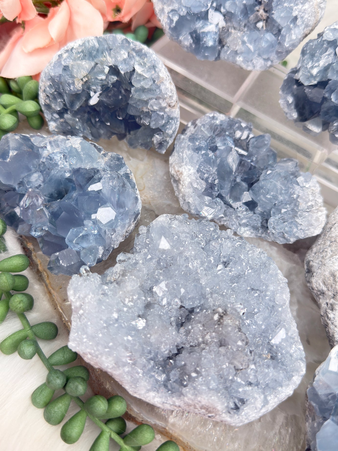 Blue Celestite Clusters