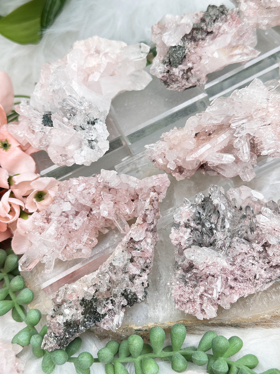 Colombian Pink Quartz Clusters