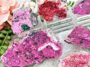 Contempo Crystals - Pink Cobalto Calcite Crystals - Raw Vibrant Pink Calcite on Stone - Image 3
