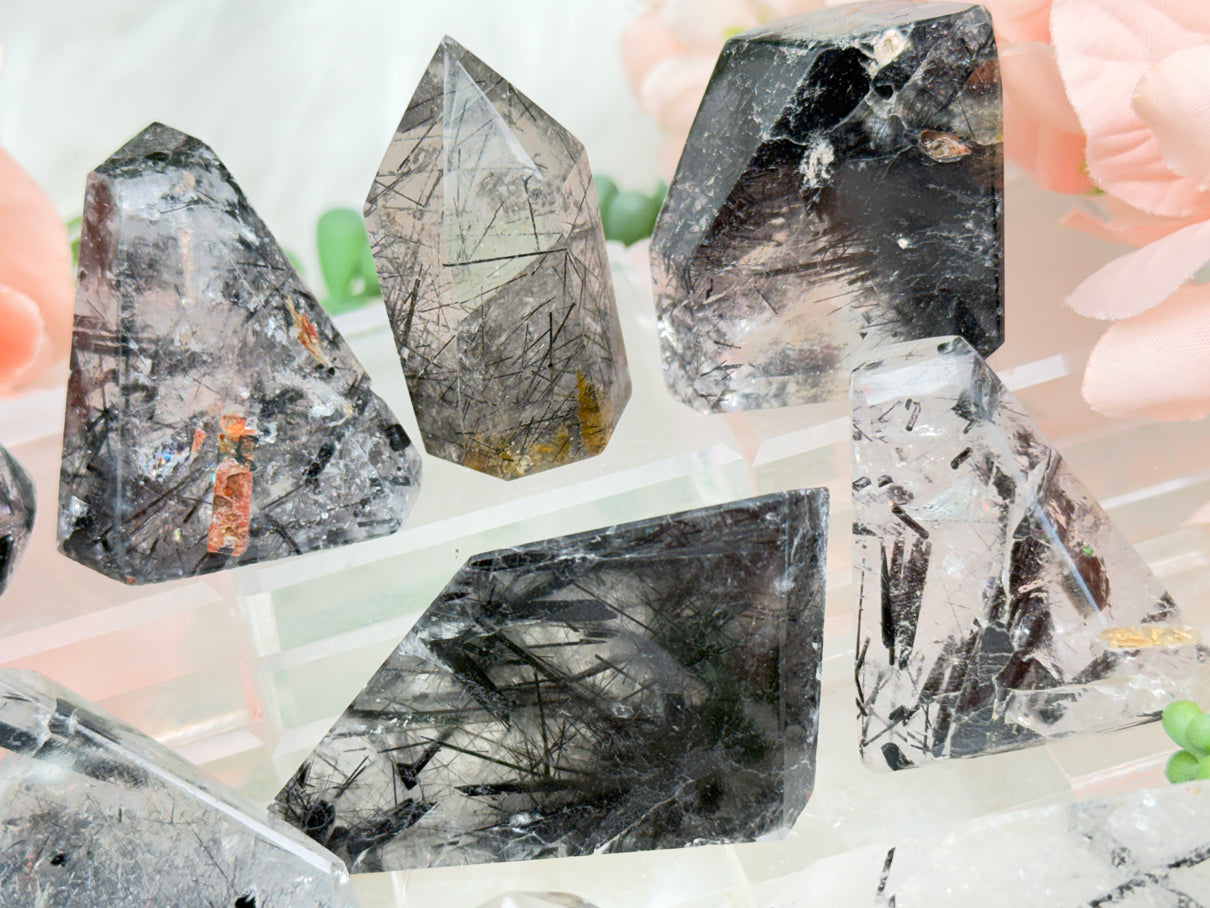 Black Tourmaline Quartz Pieces