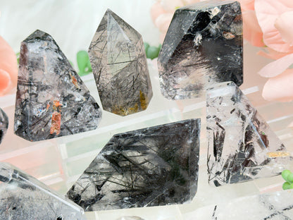Black Tourmaline Quartz Pieces