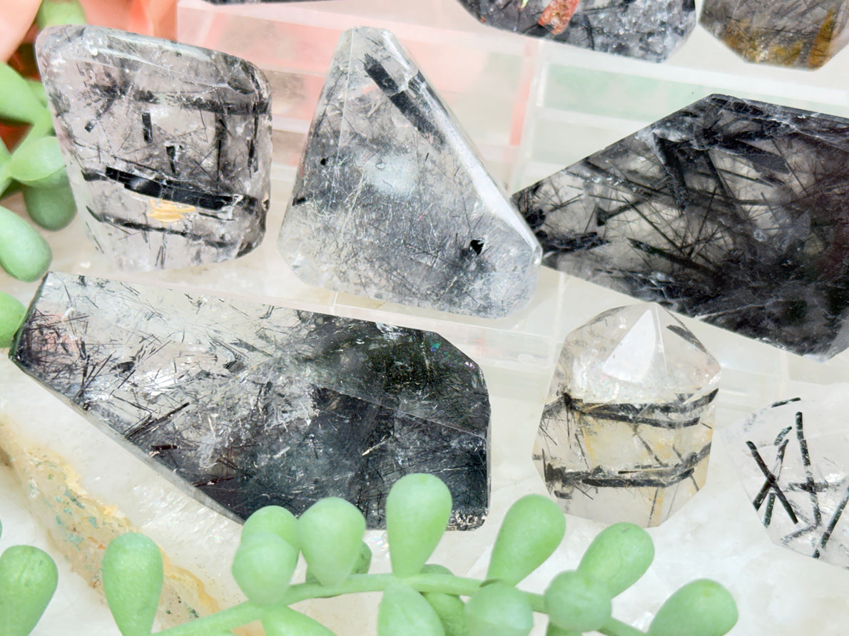 Black Tourmaline Quartz Pieces