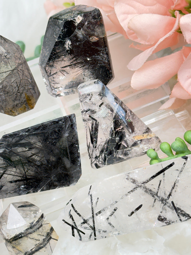 Black Tourmaline Quartz Pieces