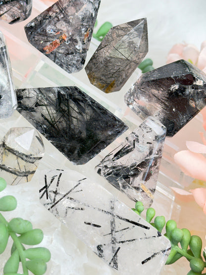Black Tourmaline Quartz Pieces