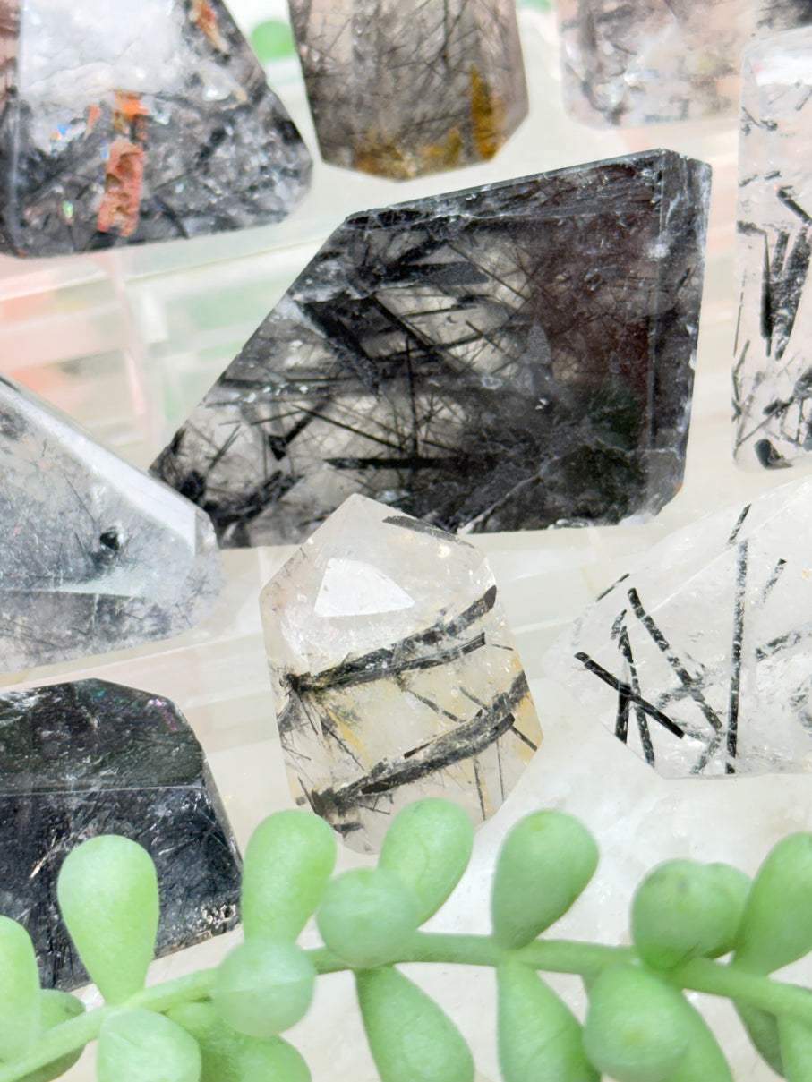 Black Tourmaline Quartz Pieces