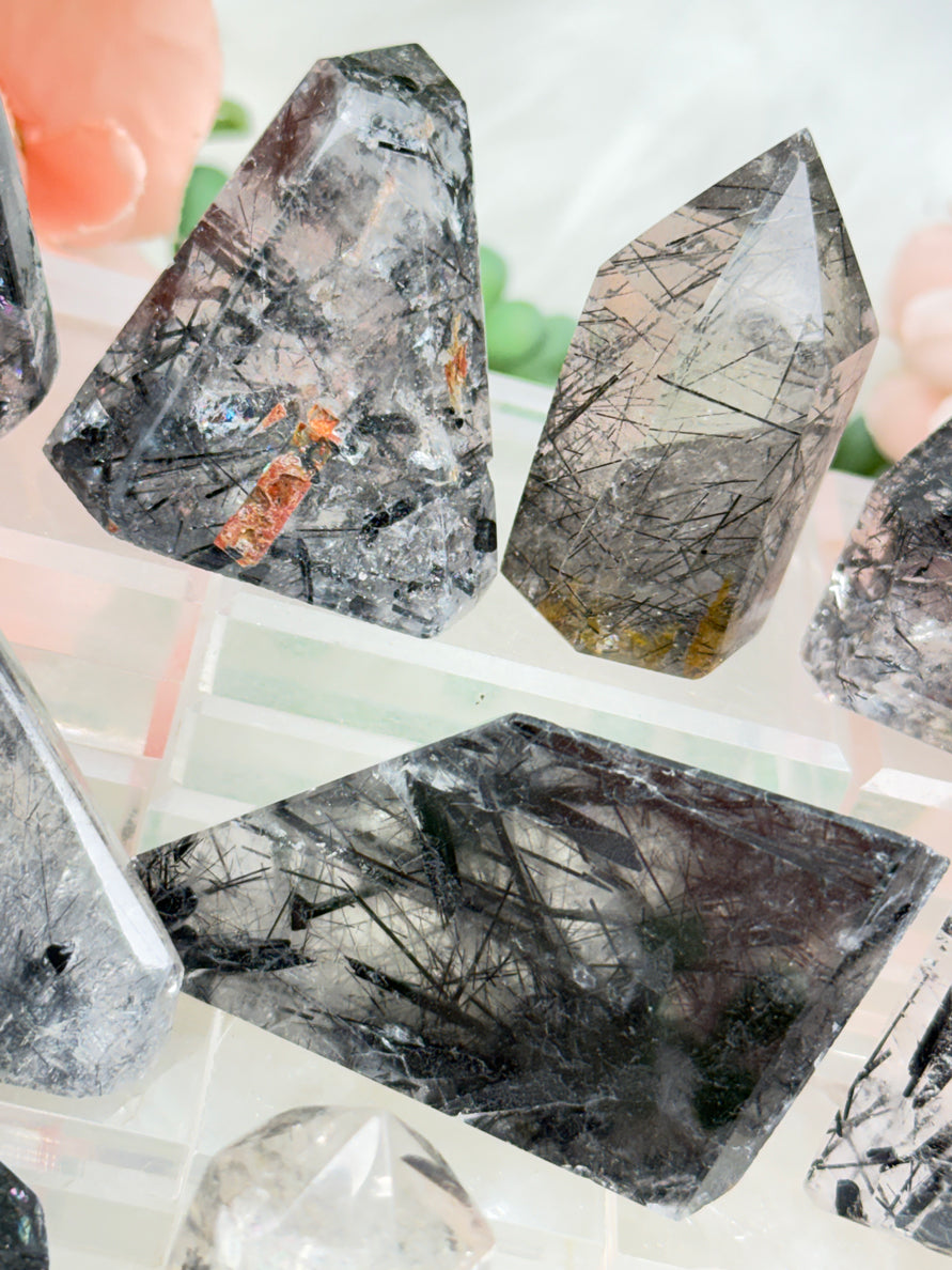 Black Tourmaline Quartz Pieces