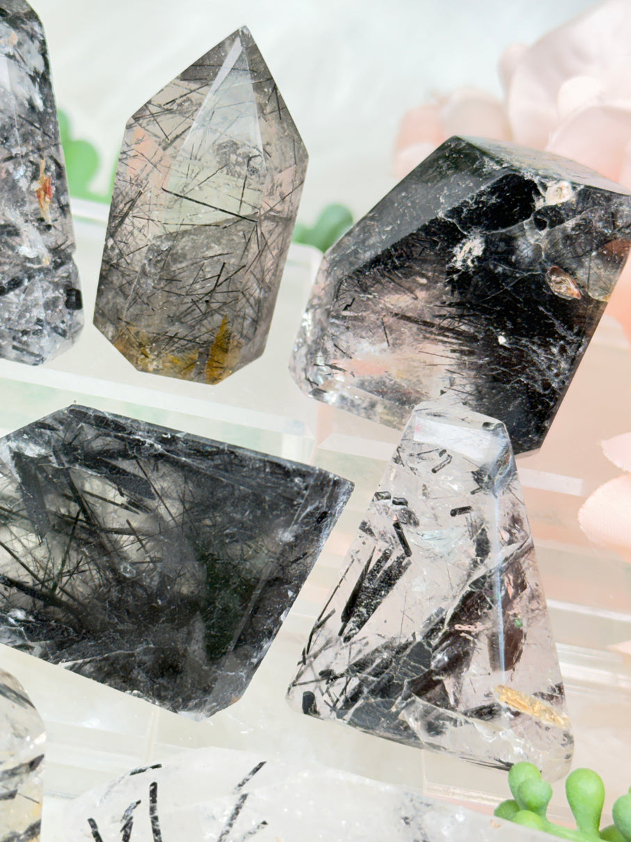 Black Tourmaline Quartz Pieces