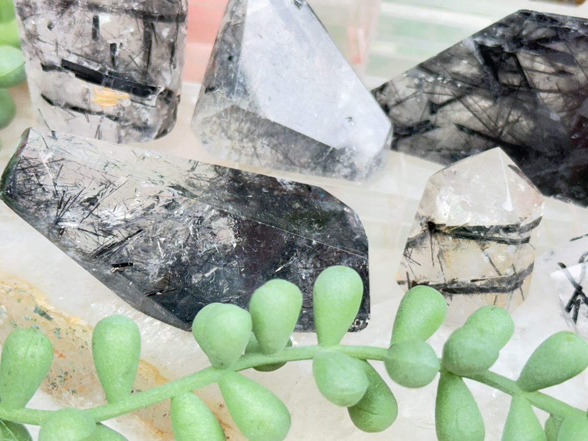 Black Tourmaline Quartz Pieces