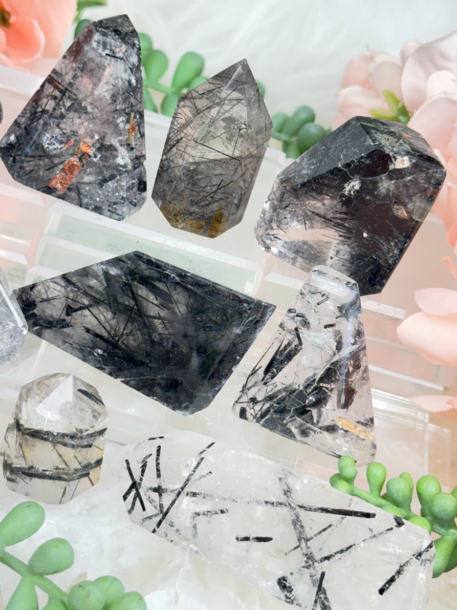 Black Tourmaline Quartz Pieces