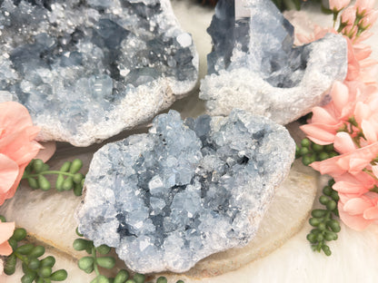 Large Blue Celestite Clusters