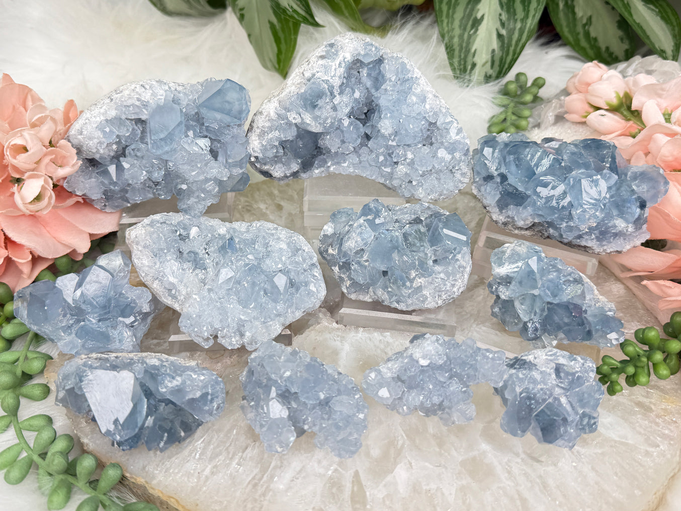 Blue Celestite Crystals