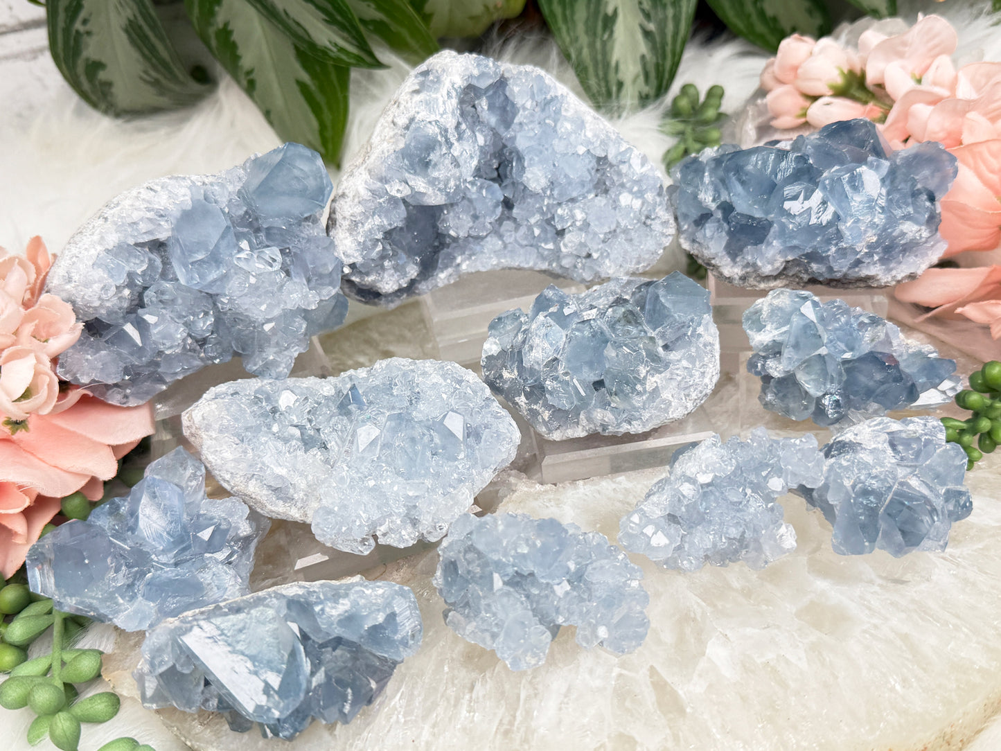 Blue Celestite Crystals