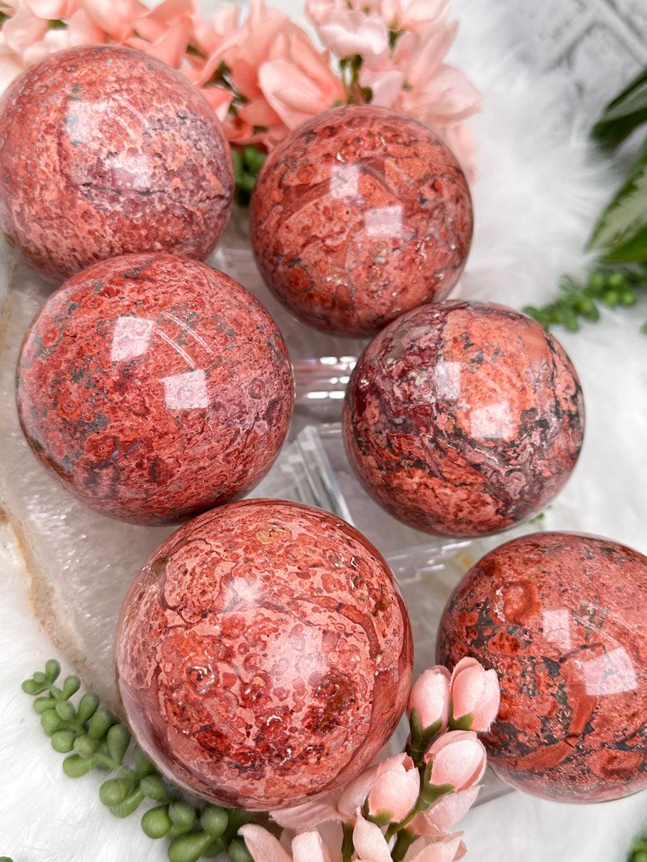 Red Fire Calcite Spheres for Sale