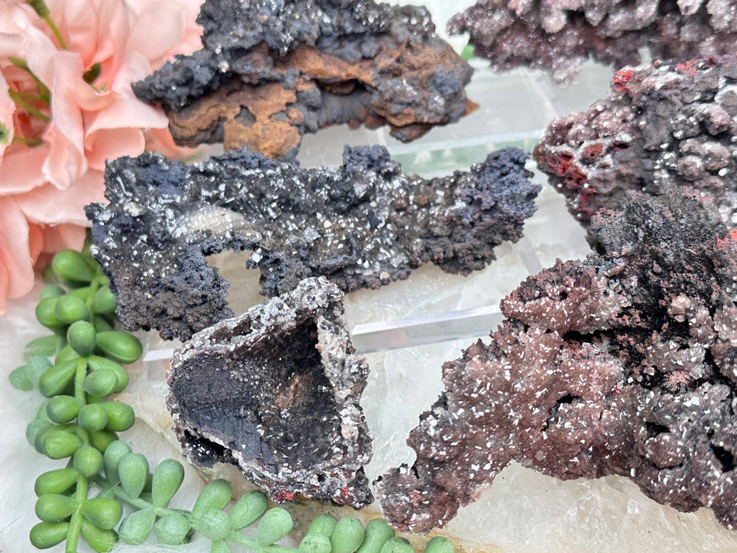 Red & Black Calcite Crystals